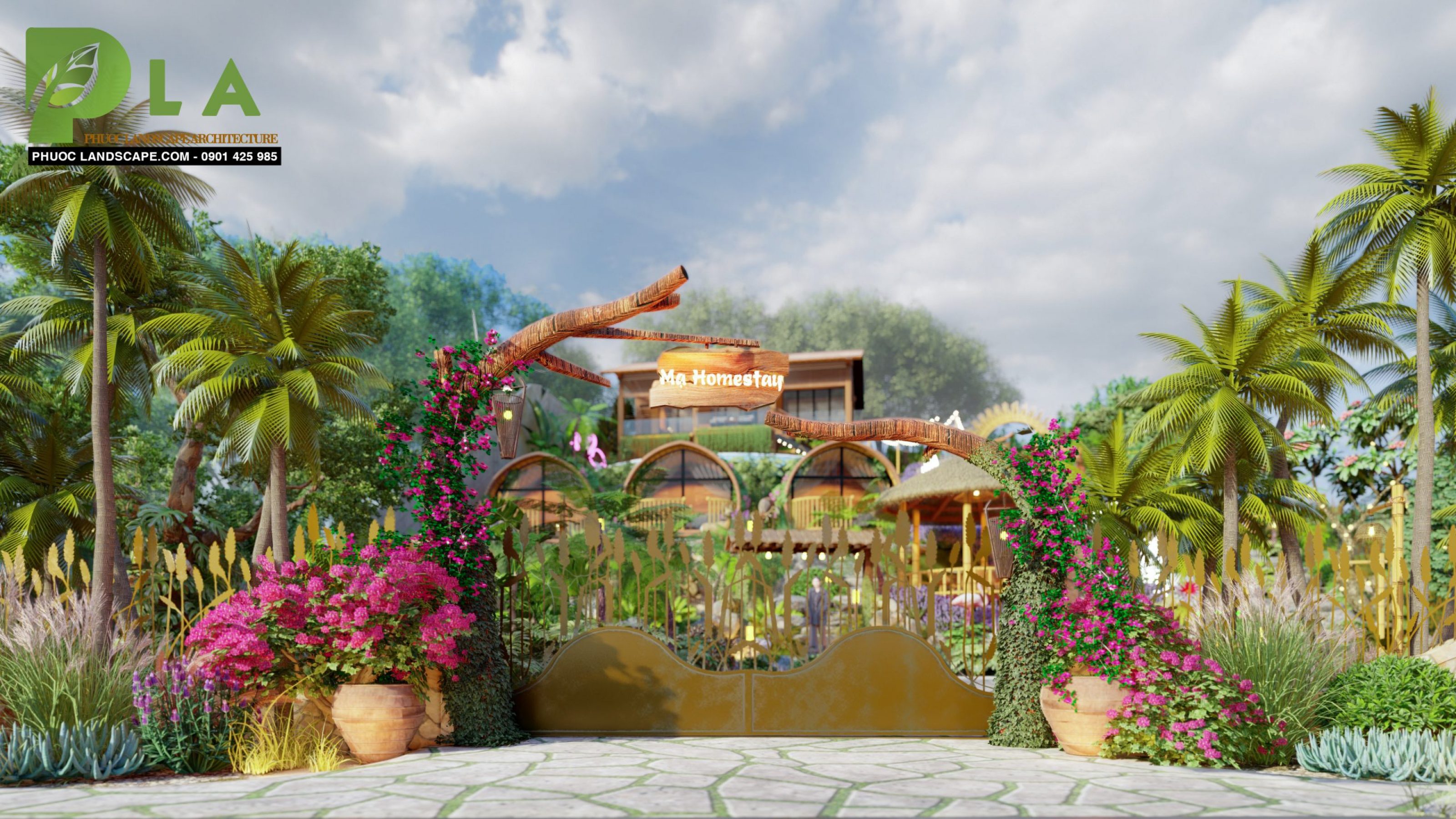 cổng vào Mạ homestay